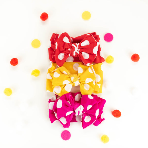 Printed Fab Bow - Hot Pink Polka Dot - HoneyBug 