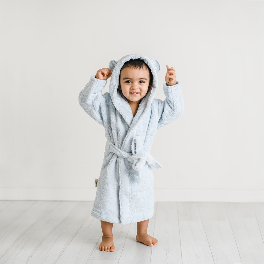 Organic Cotton Hooded Robe - Blue - HoneyBug 