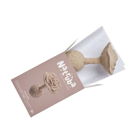 Natural Rubber Rattle Rose - Beige - HoneyBug 