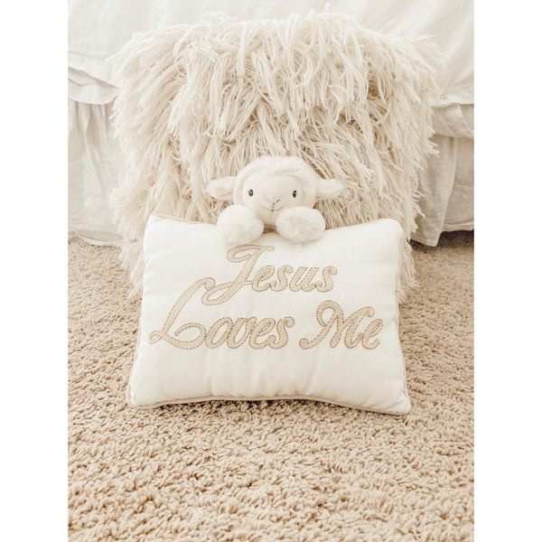 'Jesus Loves Me' Lamb Accent Pillow - HoneyBug 