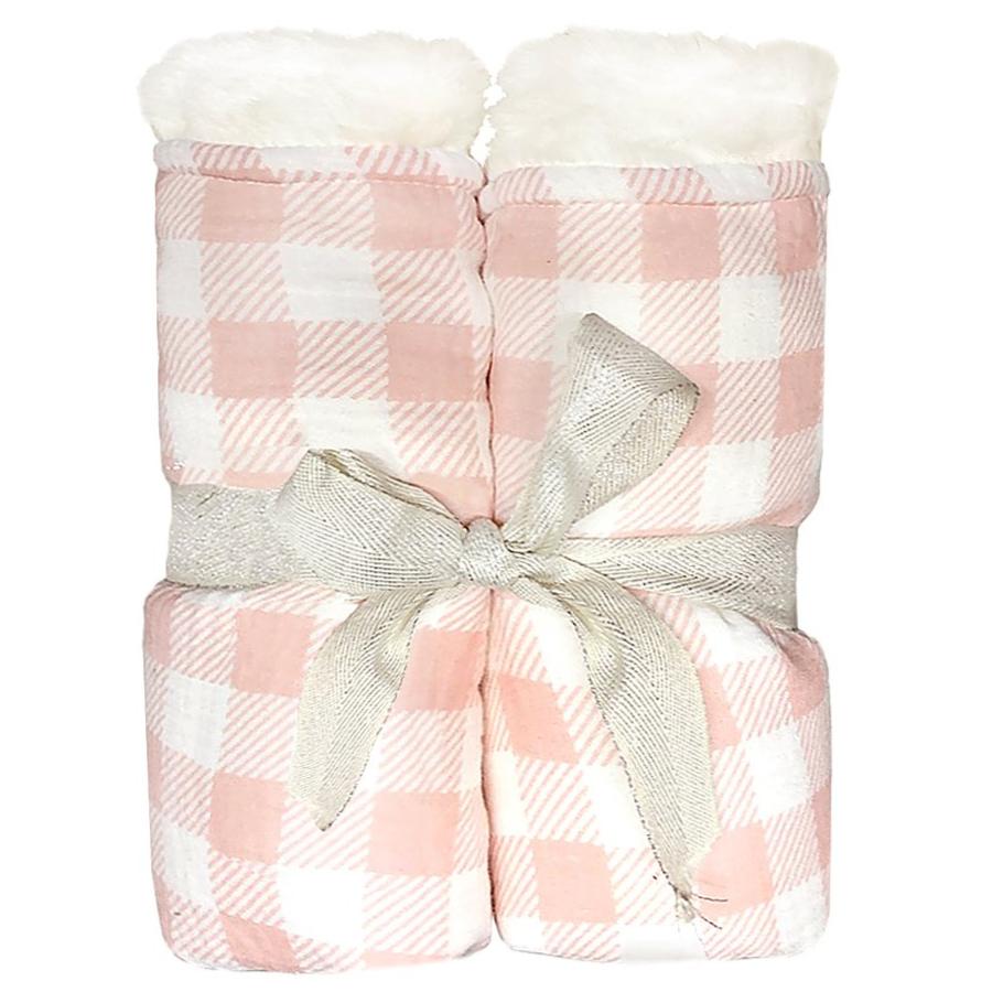 Plush Pink Gingham Blanket - HoneyBug 