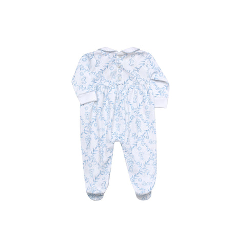 Blue Bears Trellace Smocked Footie - HoneyBug 