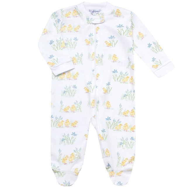 Chicks Print Zipper Footie - HoneyBug 