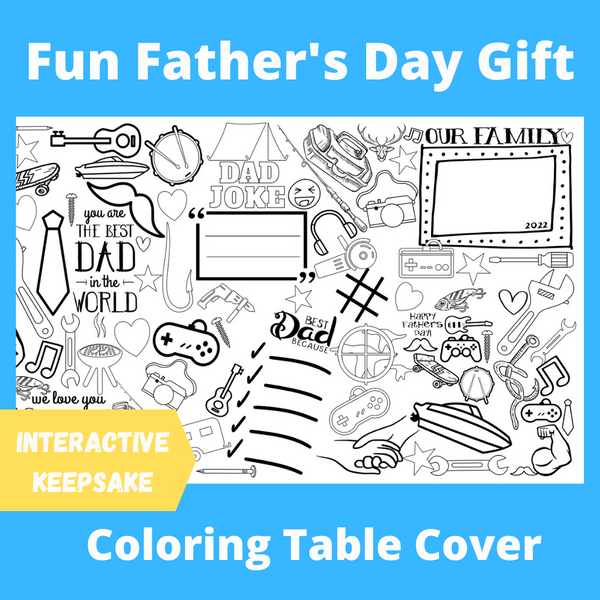 Father's Day Coloring Tablecloth by Creative Crayons Workshop - HoneyBug 