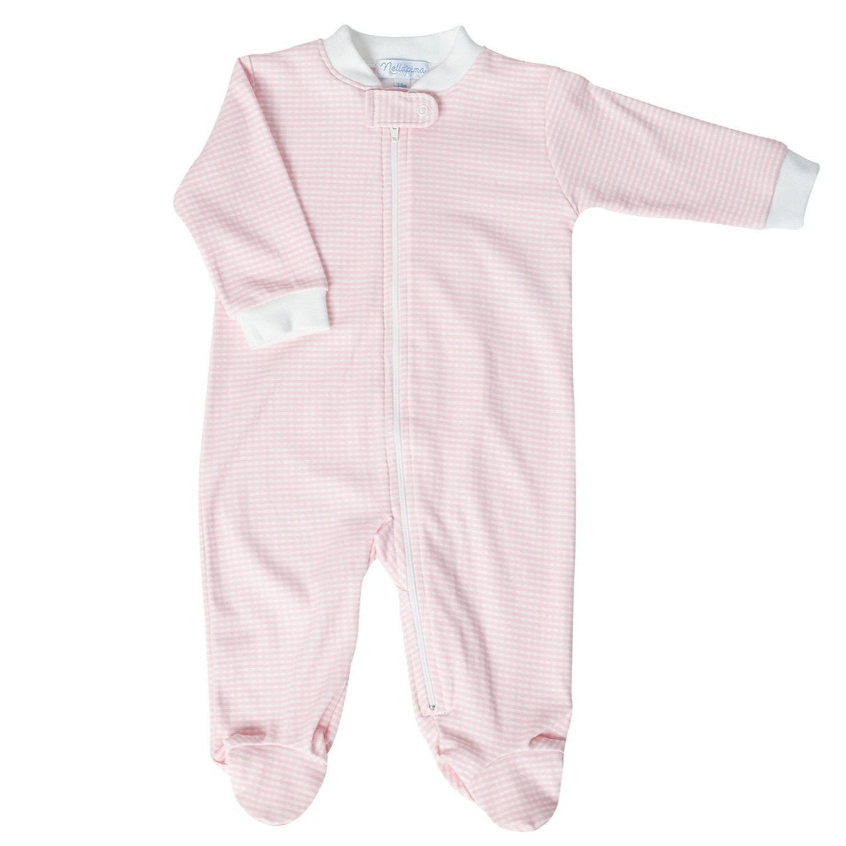 Pink Gingham Zipper Footie - HoneyBug 