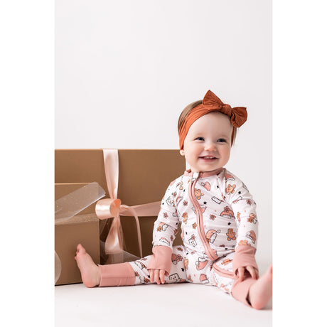 Mauve Marshmallow Zipper Romper - HoneyBug 