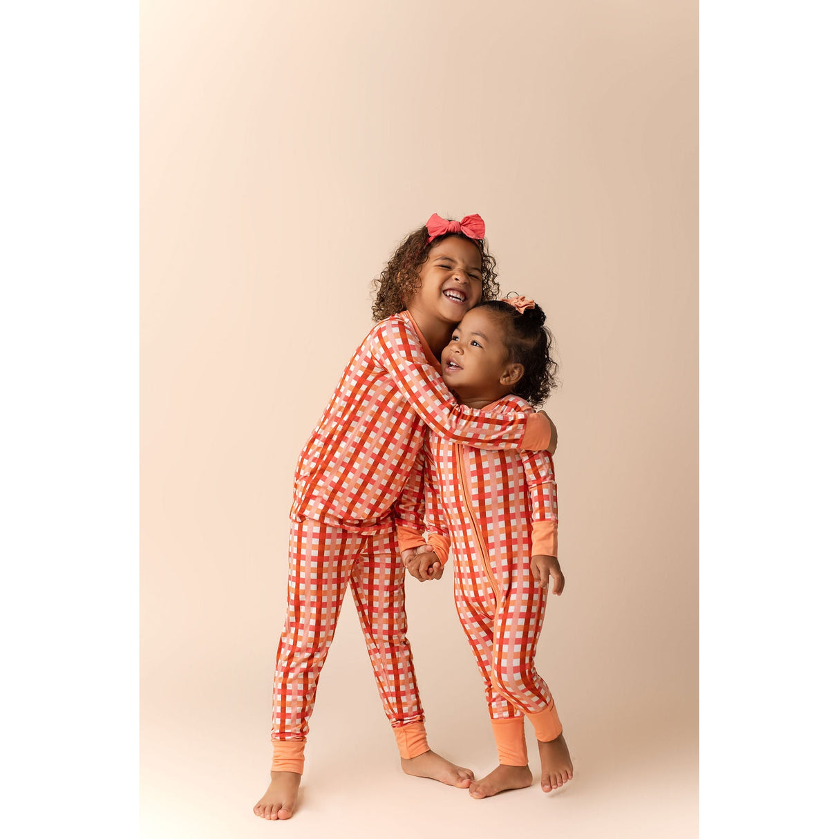 Peachy Plaid Two Piece Set - HoneyBug 