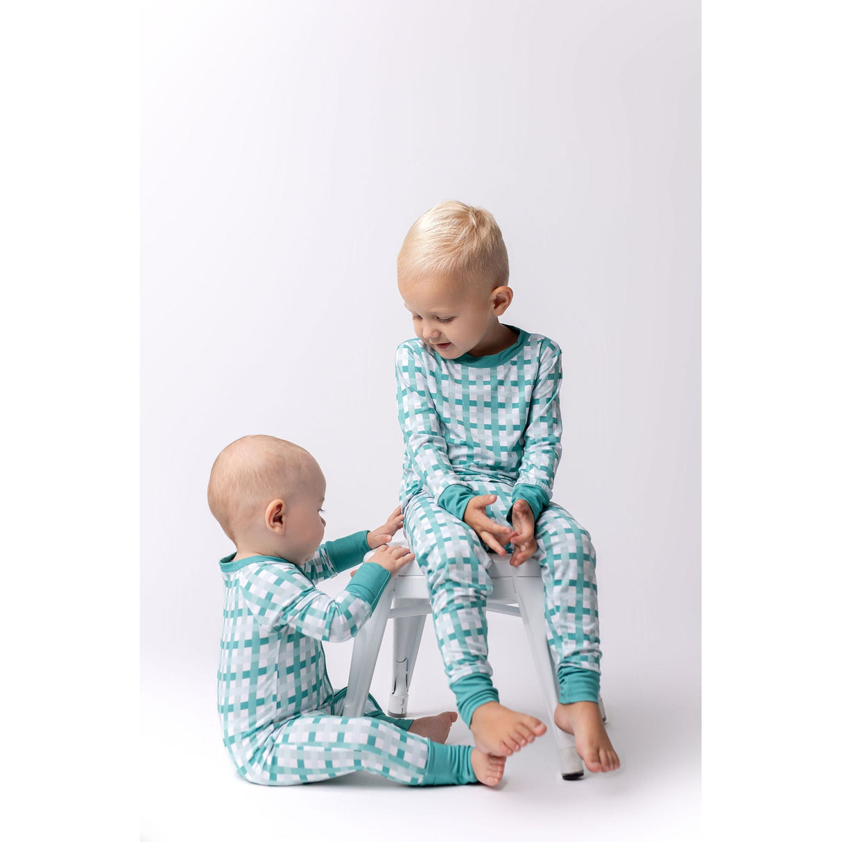 Teal Plaid Two Piece Set - HoneyBug 