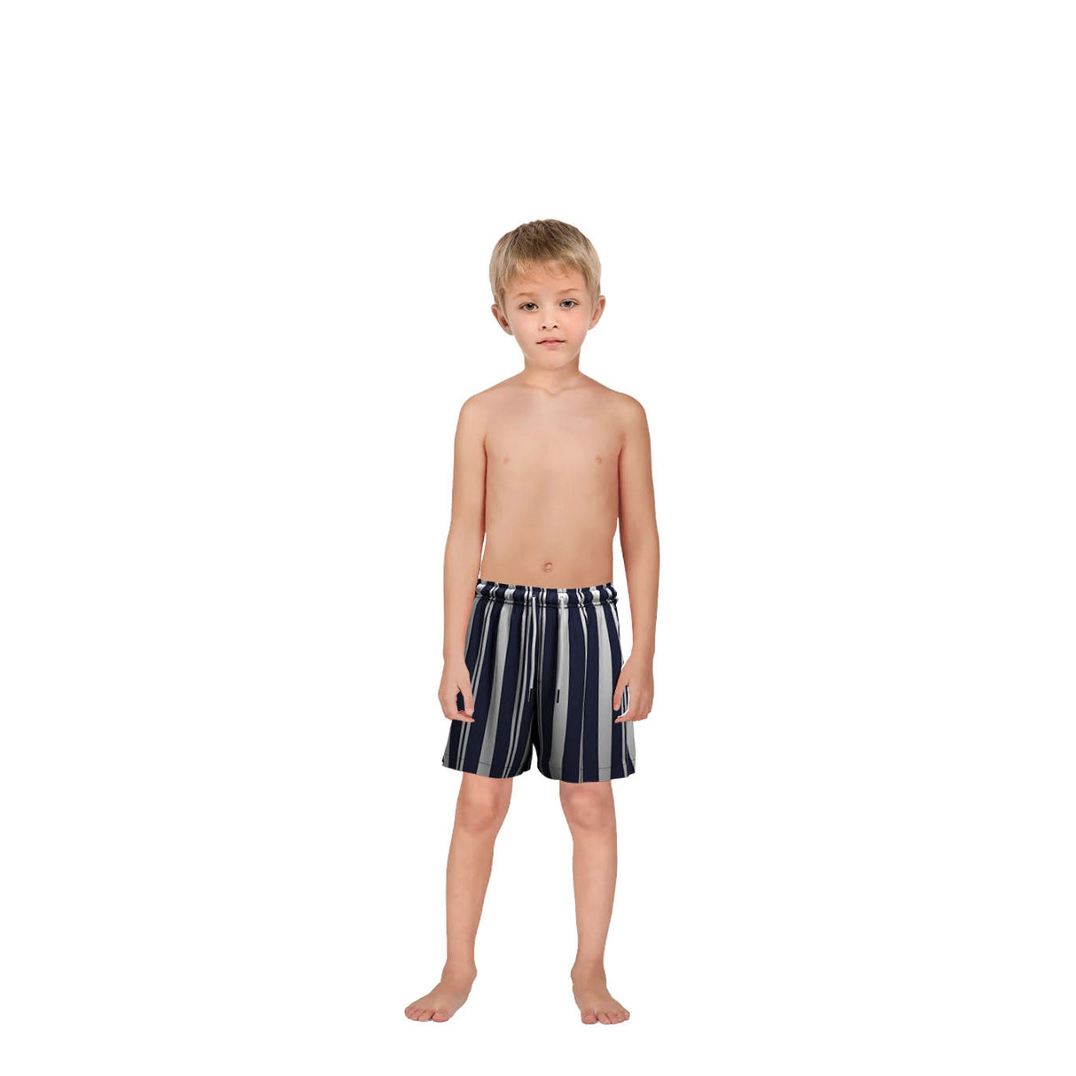 Navy Stripes - Kids Swim Trunks by Bermies - HoneyBug 