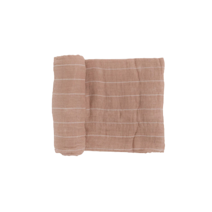 Cotton Muslin Swaddle - Mauve Stripe - HoneyBug 