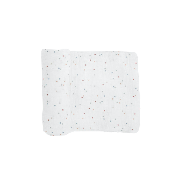 Cotton Muslin Swaddle Blanket - Dots - HoneyBug 