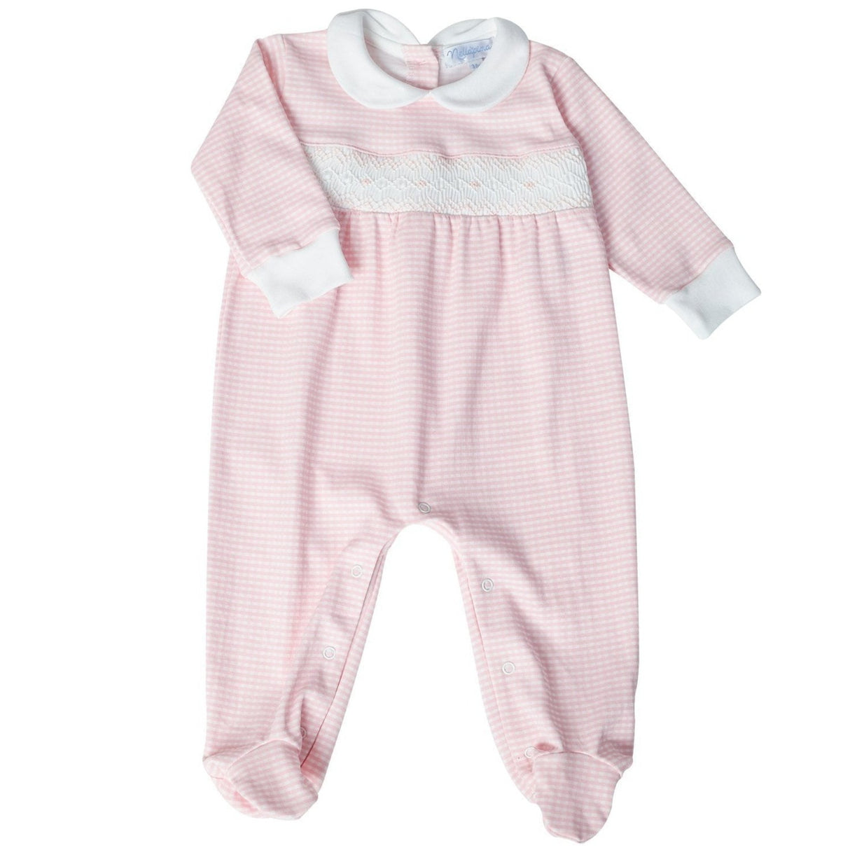 Pink Gingham Smocked Footie - HoneyBug 