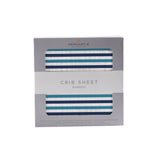 Blue and White Stripe Bamboo Crib Sheet - HoneyBug 