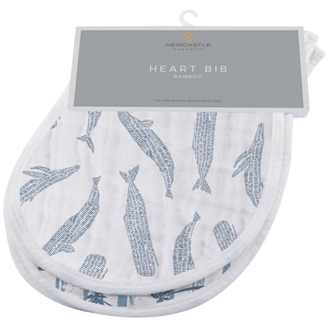 Ocean Tides Bamboo Burp Cloth/Heart Bib 2PK - HoneyBug 