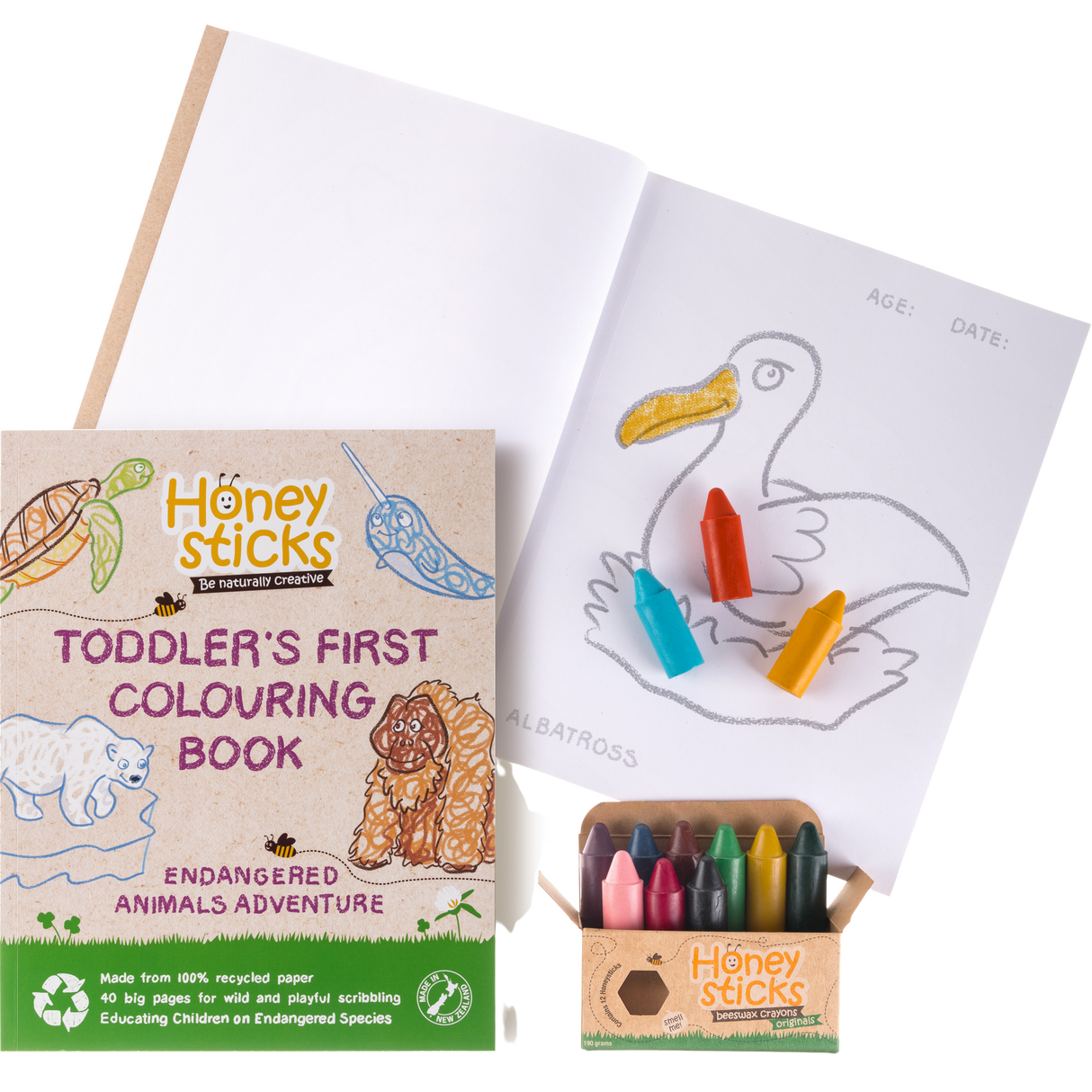 The Creative Kid Coloring Set - Endangered Animals Adventure by Honeysticks USA - HoneyBug 