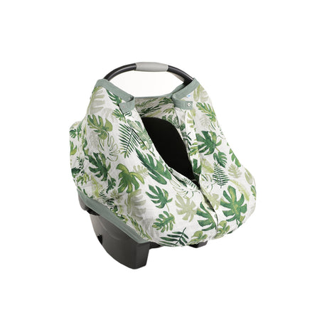 Cotton Muslin Car Seat Canopy - Tropical Leaf - HoneyBug 