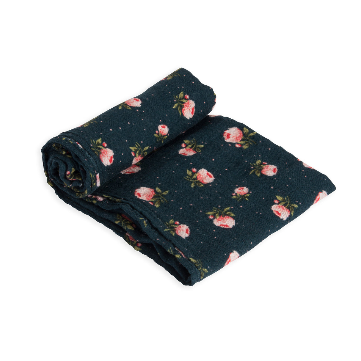 Cotton Muslin Swaddle Blanket - Midnight Rose - HoneyBug 