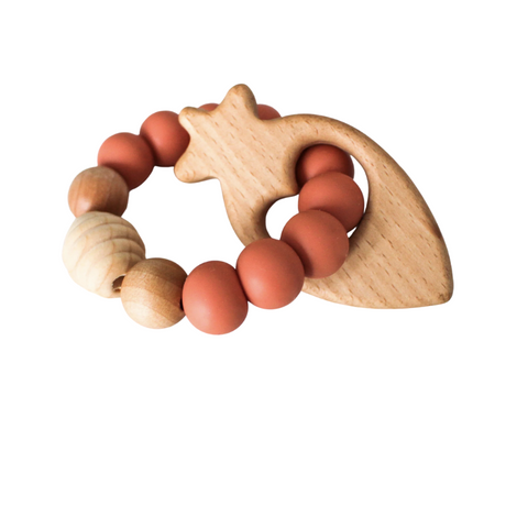 Wooden Carrot Teething Ring - HoneyBug 