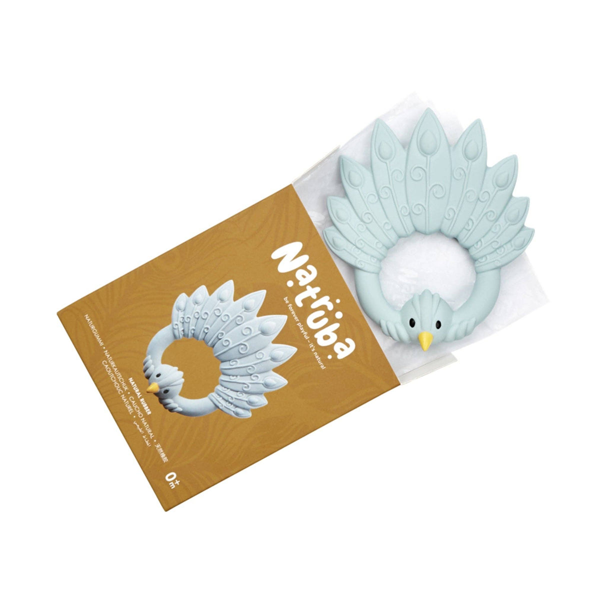 Natural Rubber Teether Peacock - Light Blue - HoneyBug 