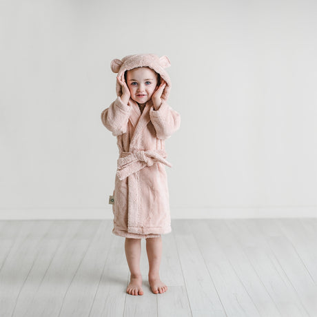 Organic Cotton Hooded Robe - Pink - HoneyBug 