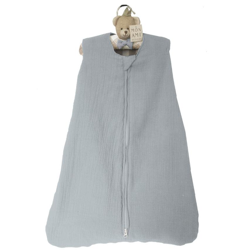 Slate Blue Muslin Sleep Sack And Bear Padded Hanger - HoneyBug 