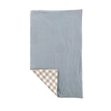 Slate Blue And Gingham Double Sided Muslin Play Mat - HoneyBug 