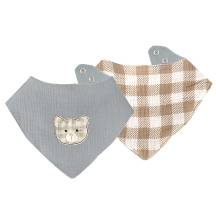 Bear Bandana 2 Pc Bib Set - HoneyBug 