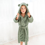 Organic Cotton Hooded Robe - Sage - HoneyBug 