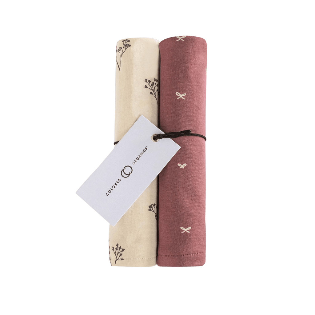 Burp Cloth (2-Pack) - Sprig and Bows Print - HoneyBug 