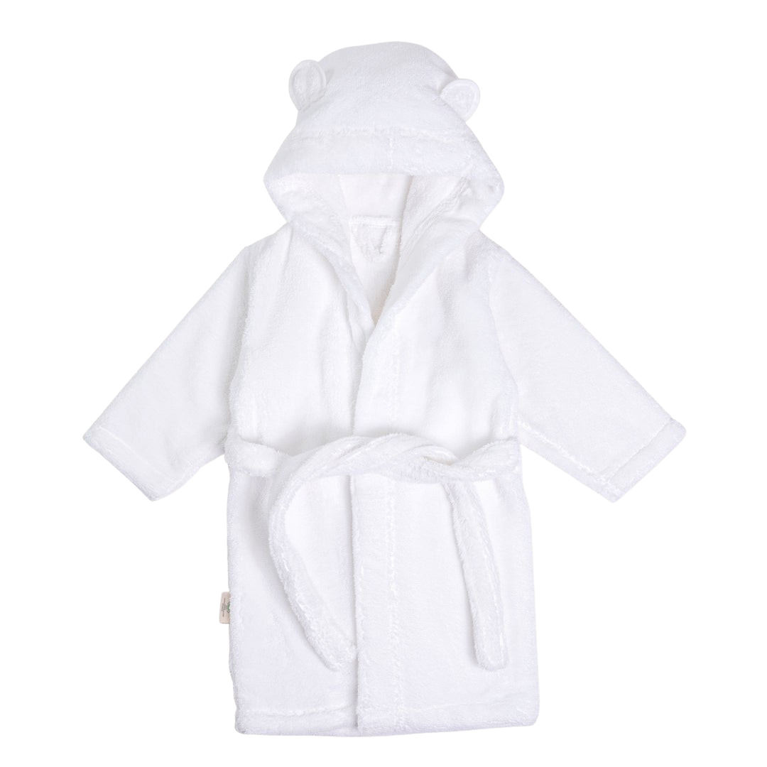 Organic Cotton Hooded Robe - White - HoneyBug 