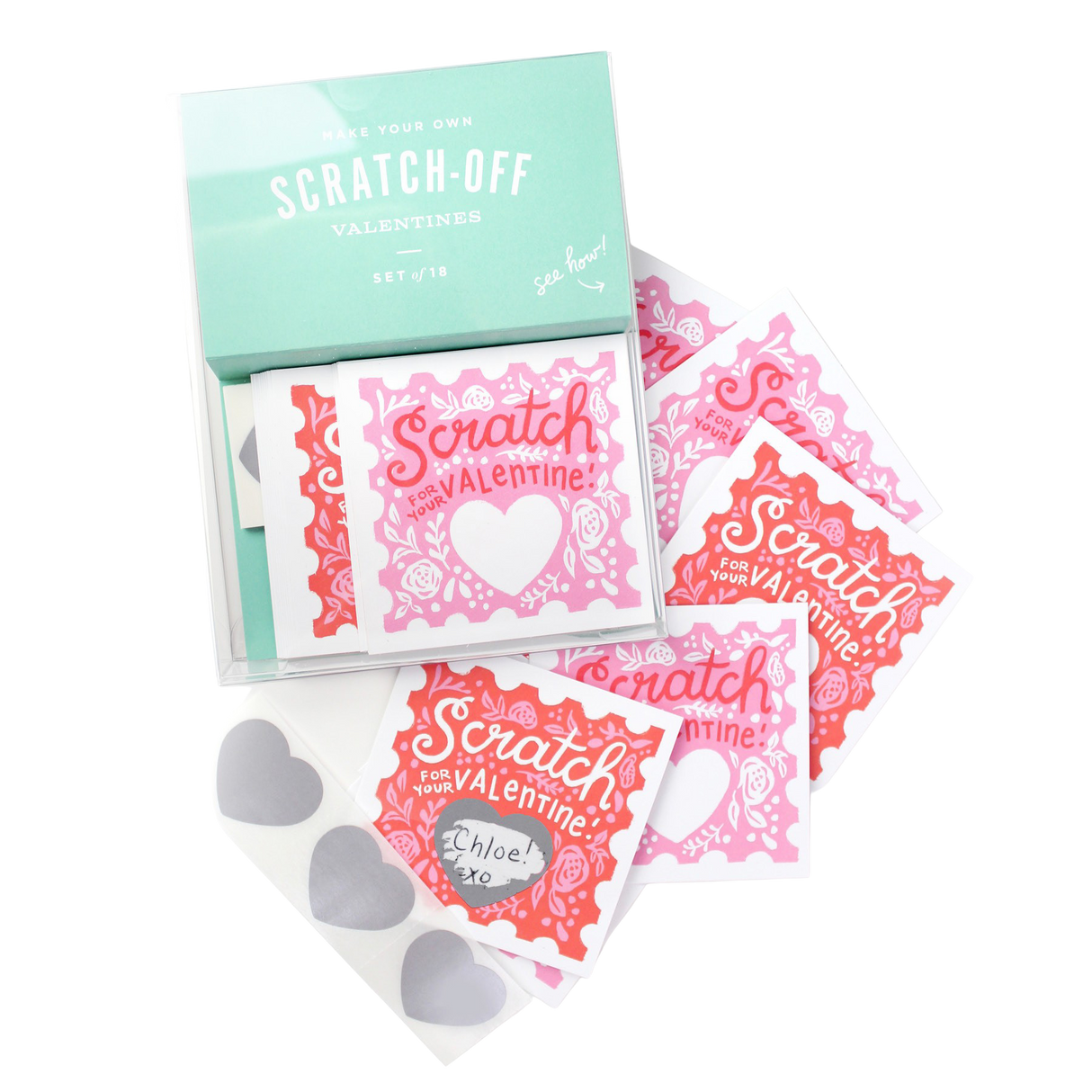 Scratch-off Valentines - Floral 18pk - HoneyBug 