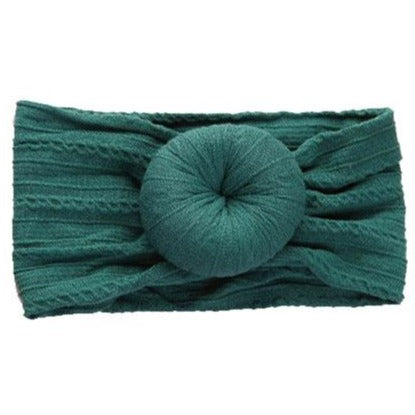 Emerald Cable Knit Bun Baby Headband - HoneyBug 