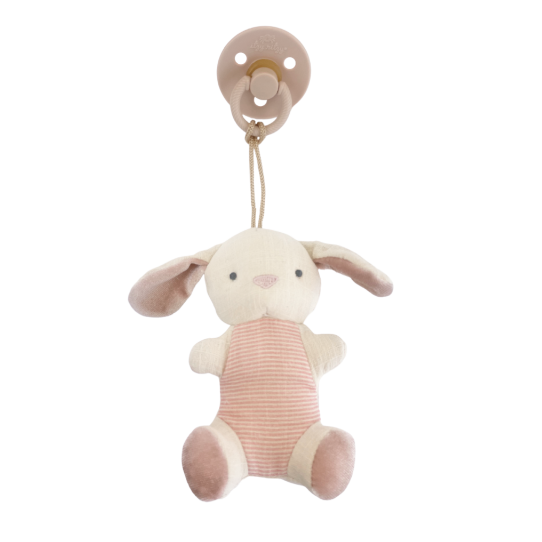 Bitzy Pal Bunny Natural Rubber Pacifier & Stuffed Animal - HoneyBug 