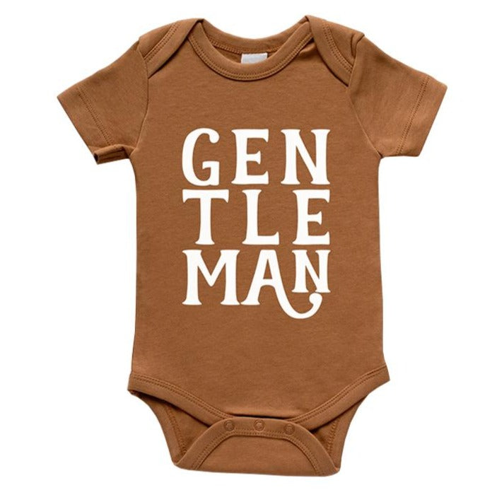 Gentleman - Camel Short Sleeve Bodysuit - HoneyBug 