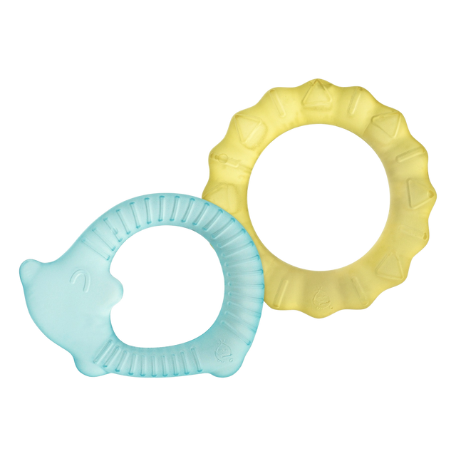 Cool Nature Teether - 2 pack - Yellow/Aqua - HoneyBug 