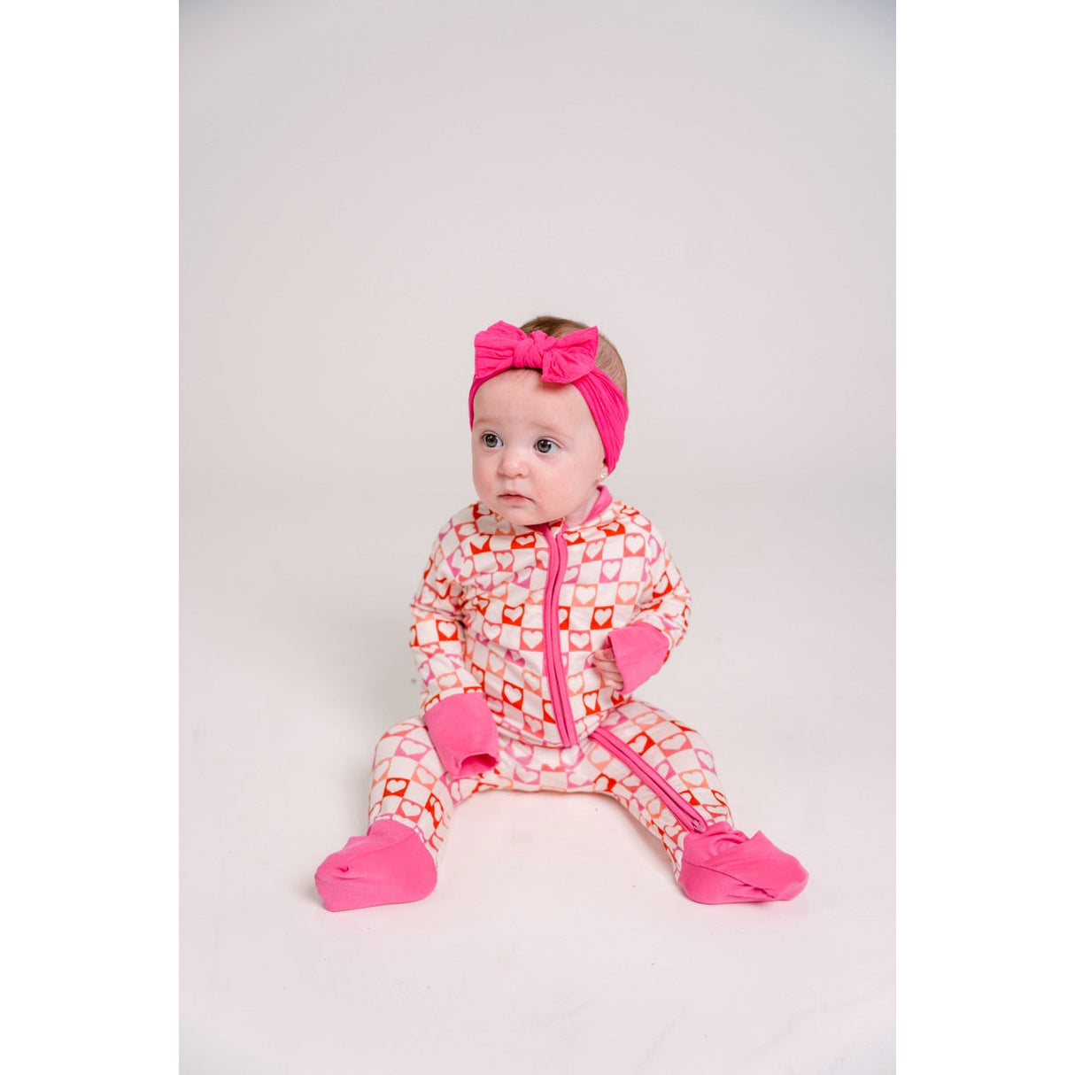 Heart Checkered Zipper Romper - HoneyBug 