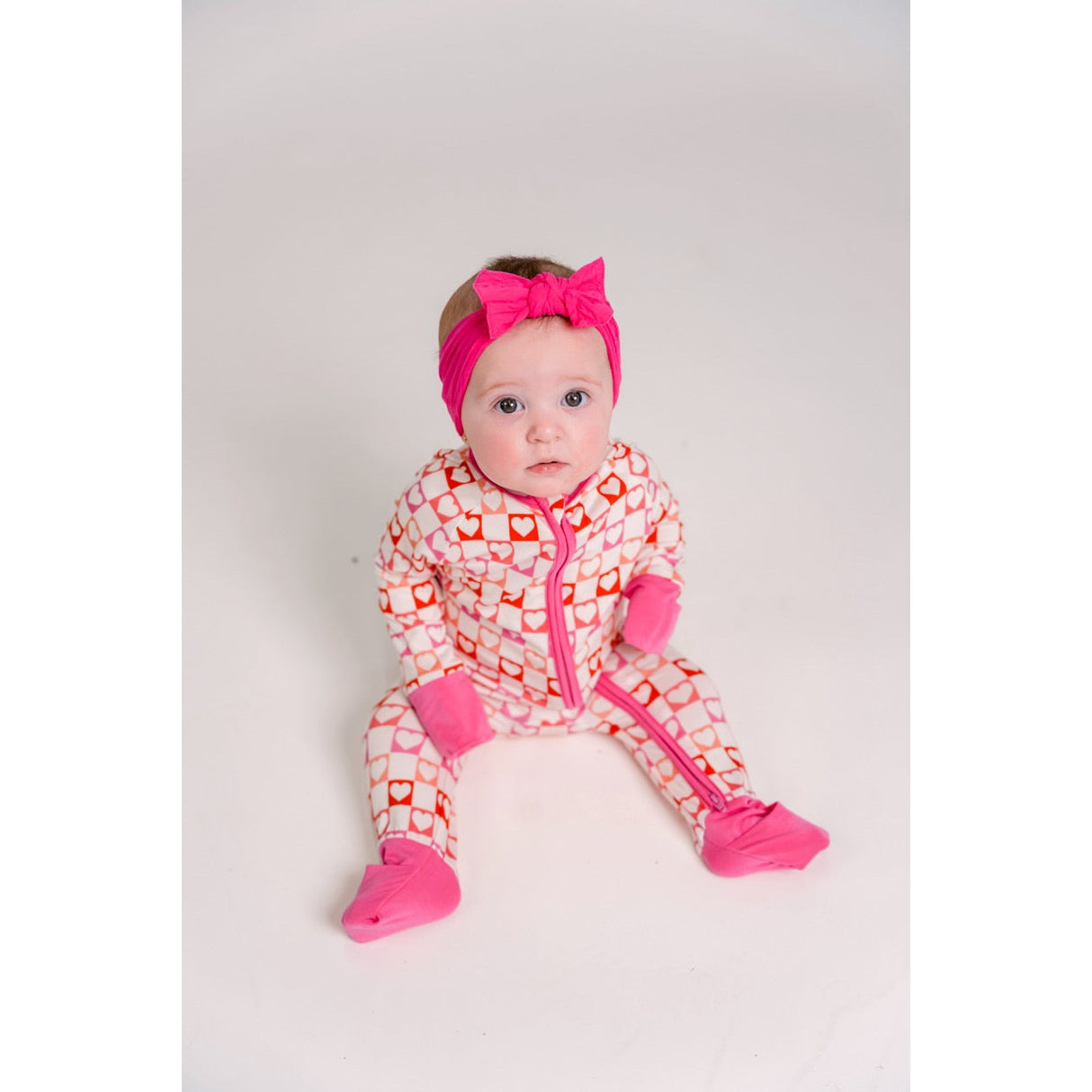 Heart Checkered Zipper Romper - HoneyBug 