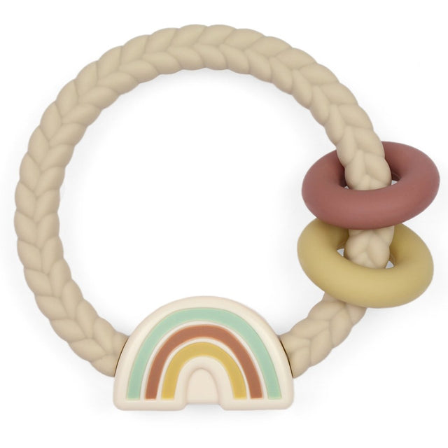 Neutral Rainbow Ritzy Rattle™ Silicone Teether - HoneyBug 