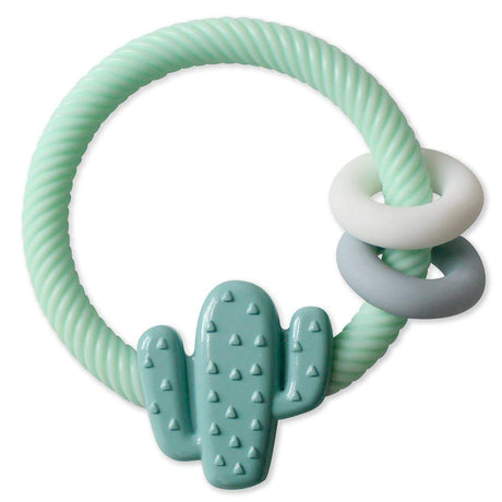 Silicone Teether Rattles - Cactus Mint Green - HoneyBug 