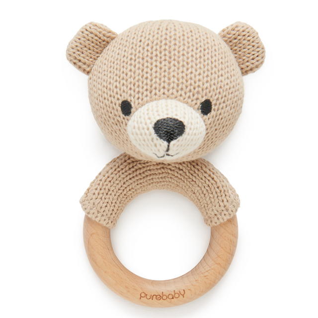 Knitted Bear Rattle - HoneyBug 