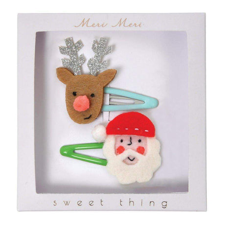 Santa & Reindeer Hair Clips - HoneyBug 