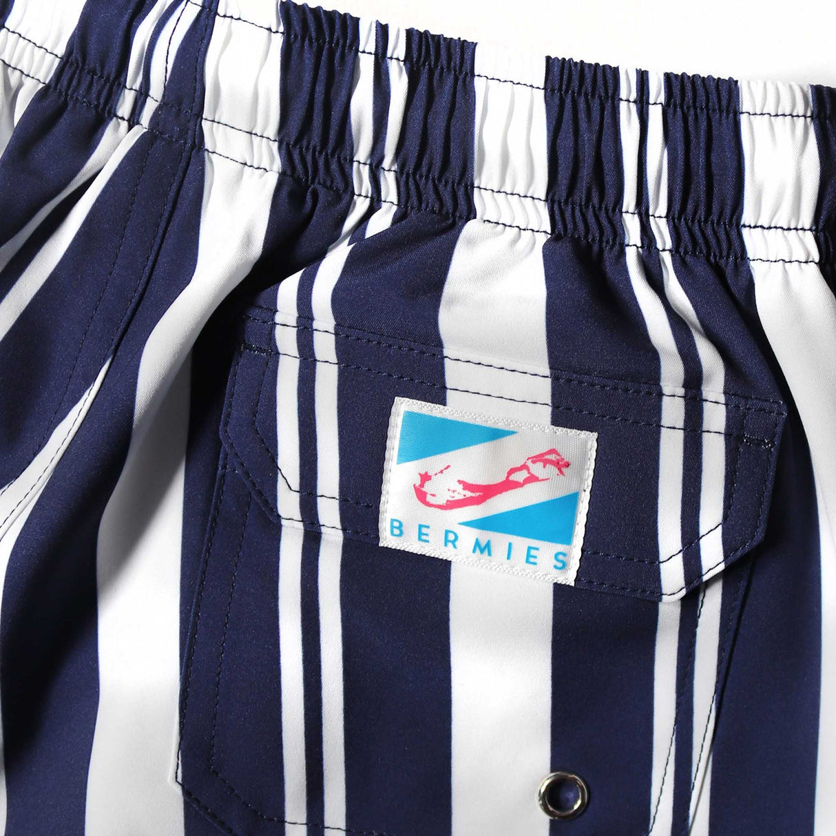 Navy Stripes - Kids Swim Trunks by Bermies - HoneyBug 