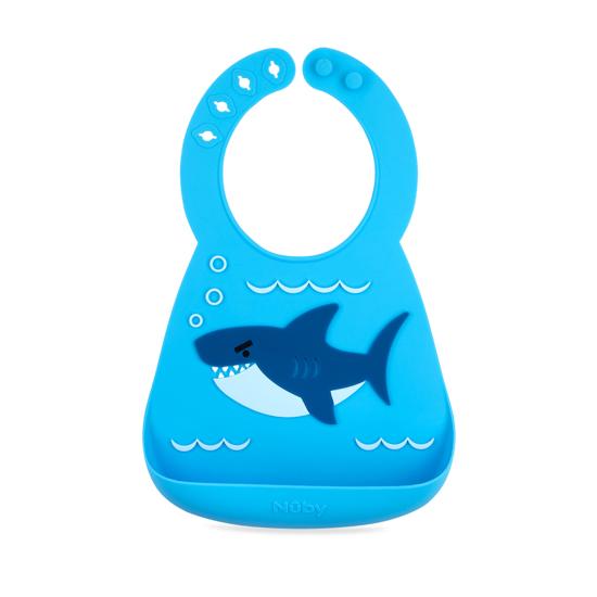 On-the-Go 3D Silicone Feeding Bib - Shark - HoneyBug 