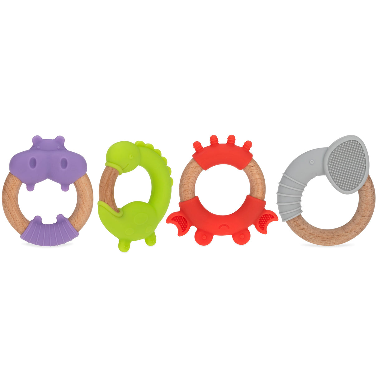 Nuby Natural Teether Wood+Silicone Teethers - HoneyBug 