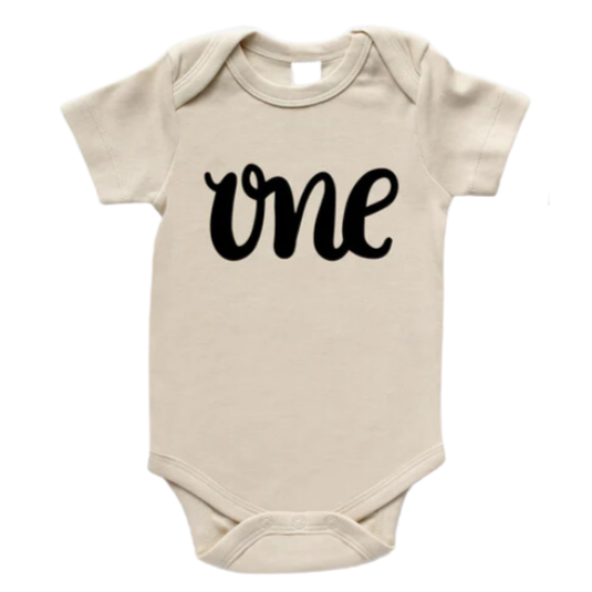 "One" First Birthday Bodysuit - Cream - HoneyBug 