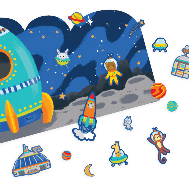 Play Again! Reusable Sticker Scenes - Space Critters - HoneyBug 