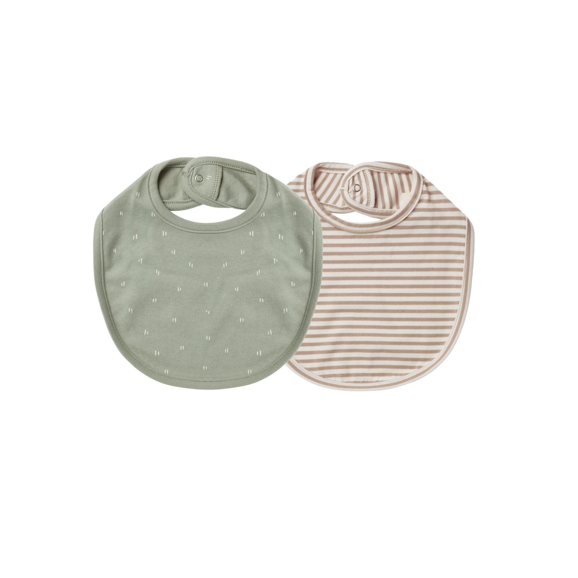 Jersey Snap Bibs Set | Warm Grey Stripe, Dash - HoneyBug 