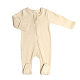 Organic Cotton Ribbed Footie - Cream - HoneyBug 