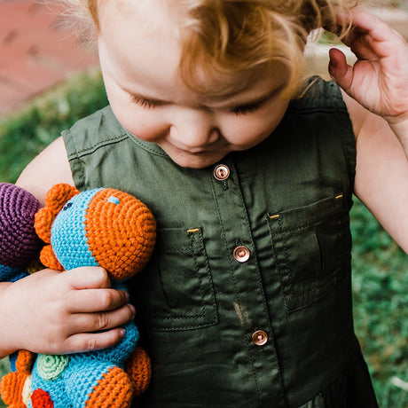 Turquoise Steggy Dinosaur Rattle - HoneyBug 