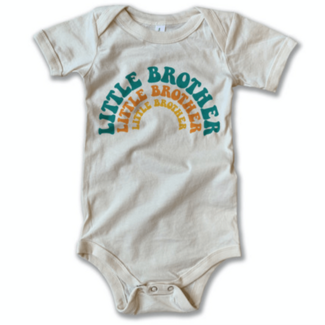 Little Brother Onesie - Groovy Print - Natural - HoneyBug 